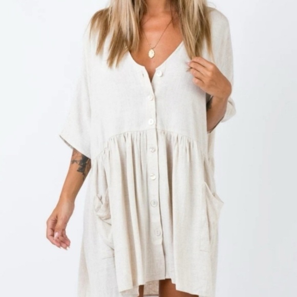 Princess Polly The Sandy Mini Dress Natural S/M - Picture 7 of 8